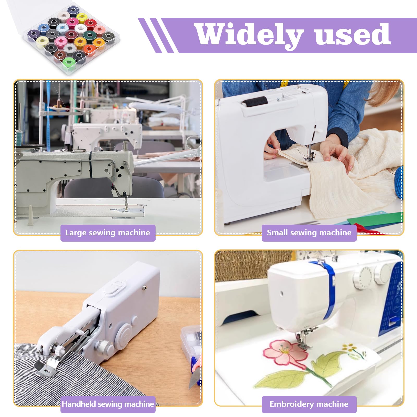 Sewing Thread & Embroidery Bobbins - 25 Colors -4