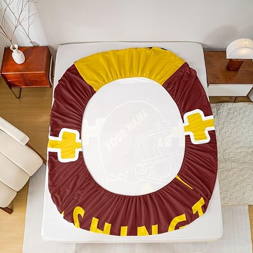 Miniatura 5 de Erosebridal Juego de sábanas de fútbol con nombre personalizado, juego de sábanas para fanáticos del fútbol deportivo, sábanas del equipo de fútbol,