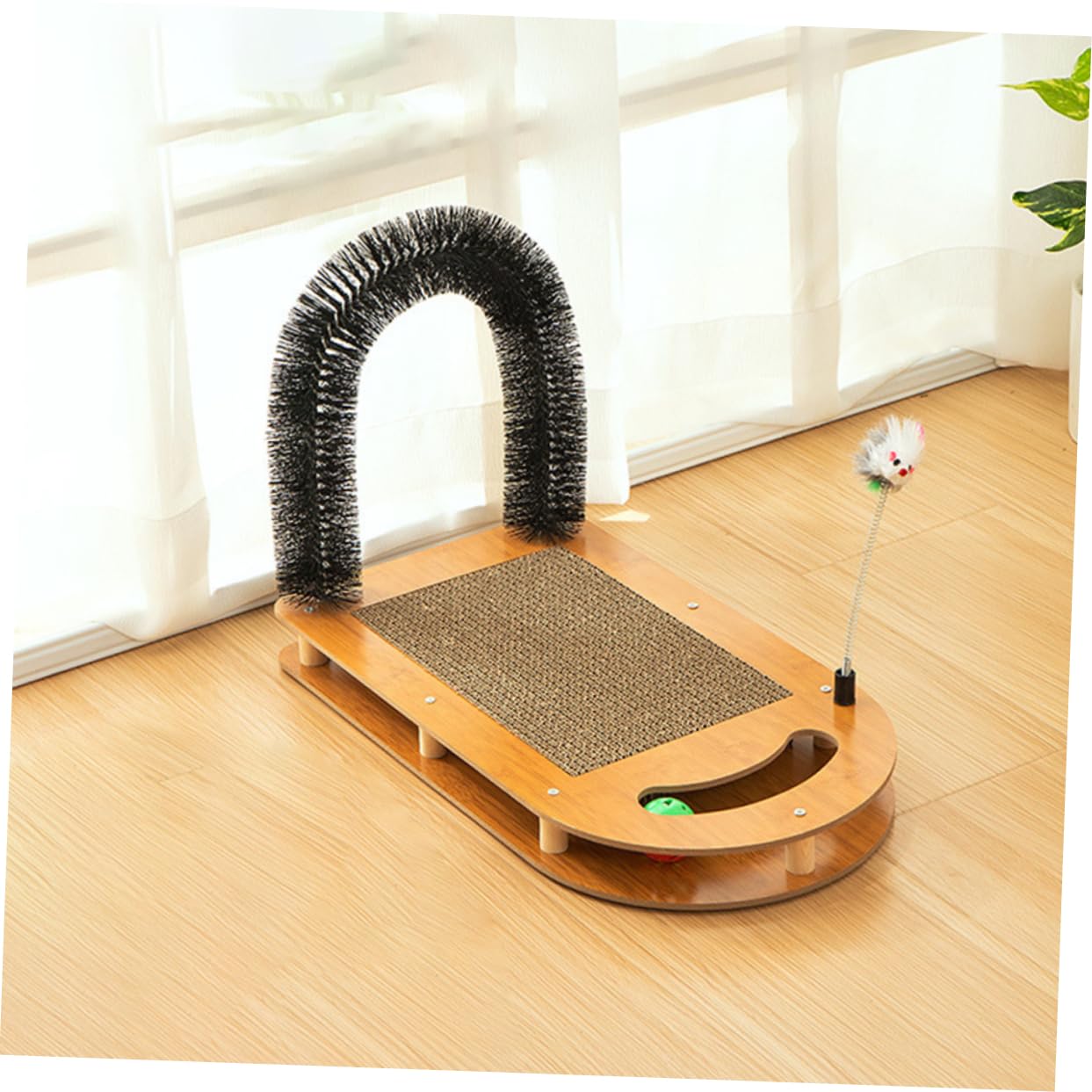 DOITOOL Griffoir pour Chats avec Tapis De Rechange Jouet Interactif Et Circuit à Balles pour Chatons Accessoires Pratiques pour Chat