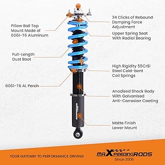 maXpeedingrods Coilovers for Infiniti Q50 2014-2023 RWD, 24 Levels Damper Adjustable Coilovers Suspension Kit, Height Adjustable Shock Absorber Struts, T6 Upgraded Coilovers Lowering Kits Blue