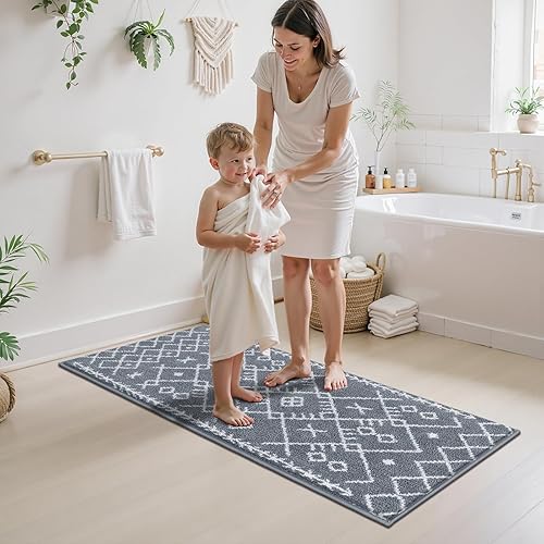 Miniatura 3 de HEBE - Juego de alfombras de baño de 5 piezas, alfombra de baño de microfibra suave y absorbente para baño, antideslizante y lavable, juego de