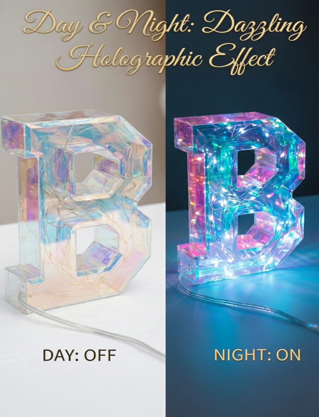 AceList Letras decorativas para bebé, 70 luces LED iridiscentes, luces de hadas para dulces 16, fiesta de cumpleaños, baby shower, boda, graduación, decoración de vacaciones