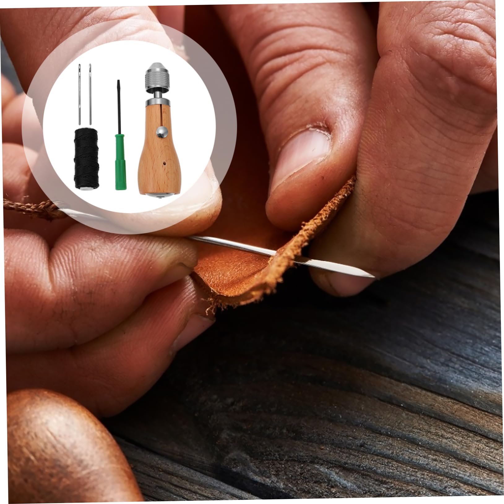 STOBOK 3juegos Kit De Herramientas Para Coser Punzón De Coser Agujas Hilo Encerao y Destornillador Diseño Ergonómico Para Proyectos De Bricolaje y Reparación De Bolsas y Calzado