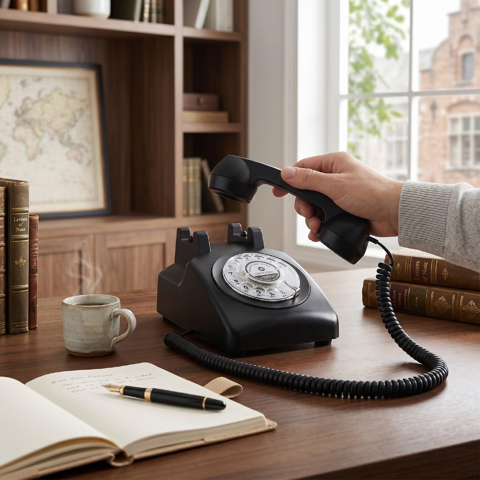 Fockety Audio Gästebuch Telefon für Hochzeiten, 34,11 Oz (Black) | Vintage Drehscheibentelefon mit Sprachaufzeichnung, 8 GB Speicher, 120 Stunden Aufnahmezeit für Geburtstagsfeiern