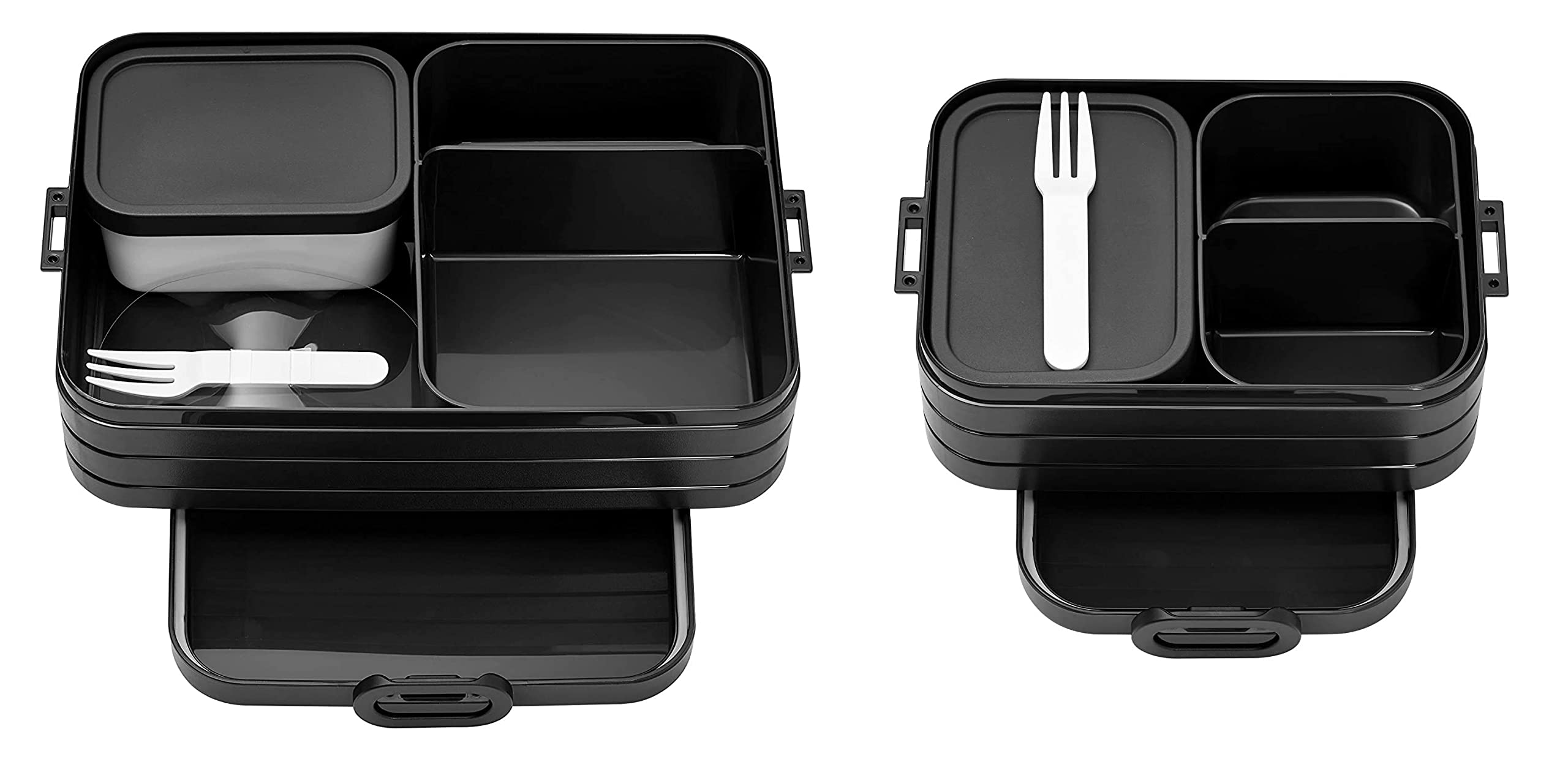 Mepal Bento Lunchbox in 2-teiliger, limitierte Edition, klein/groß, Nehmen Sie ein Break-Lunchbox mit Fächer, geeignet für bis zu 4 oder 8 Macks, TPE/pp/abs, 0 mm, schwarz, Black Edition