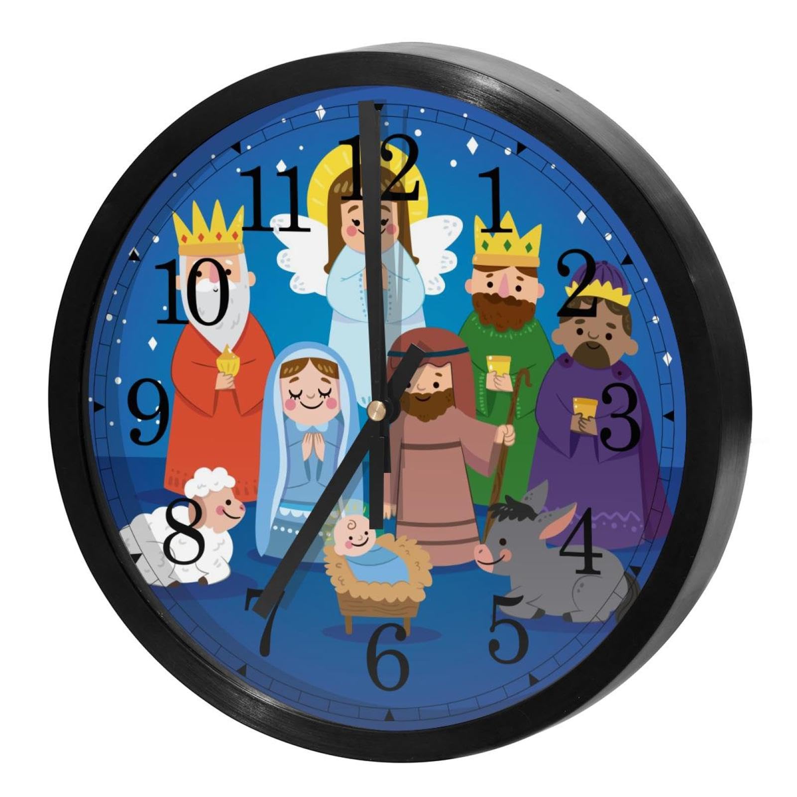 Horloge murale silencieuse à quartz bleu crèche pour la maison et le bureau