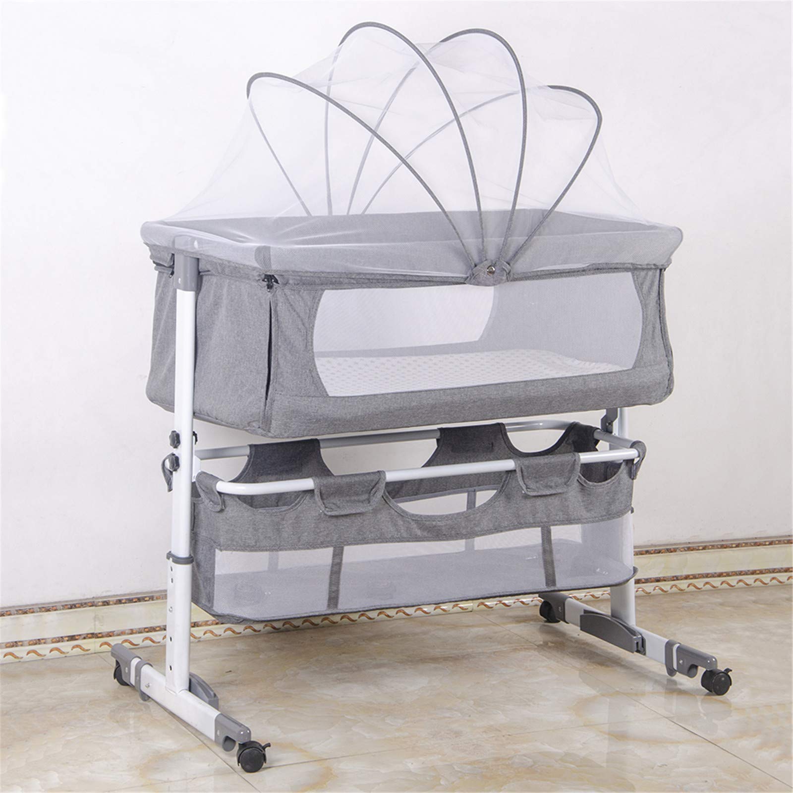 Cuna colecho, Cuna Bebe, Altura Ajustable, móvil, función de Almacenamiento, con mosquitera