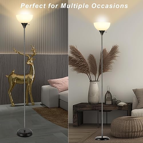 Miniatura 2 de Lámpara de pie lámpara de pie con 3 niveles de brillo regulable pantalla blanca resistente a caídas interruptor giratorio lámpara de pie de metal