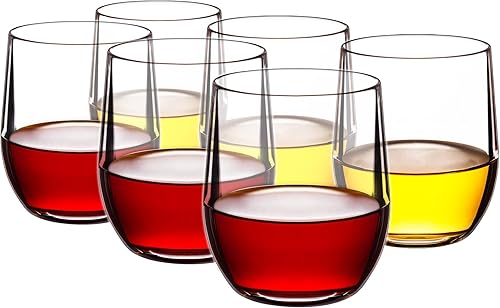 Juego de 6 vasos de vino de plástico sin tallo de 14 onzas, vasos de acrílico multiusos, irrompibles, resistentes a las roturas, aptos para