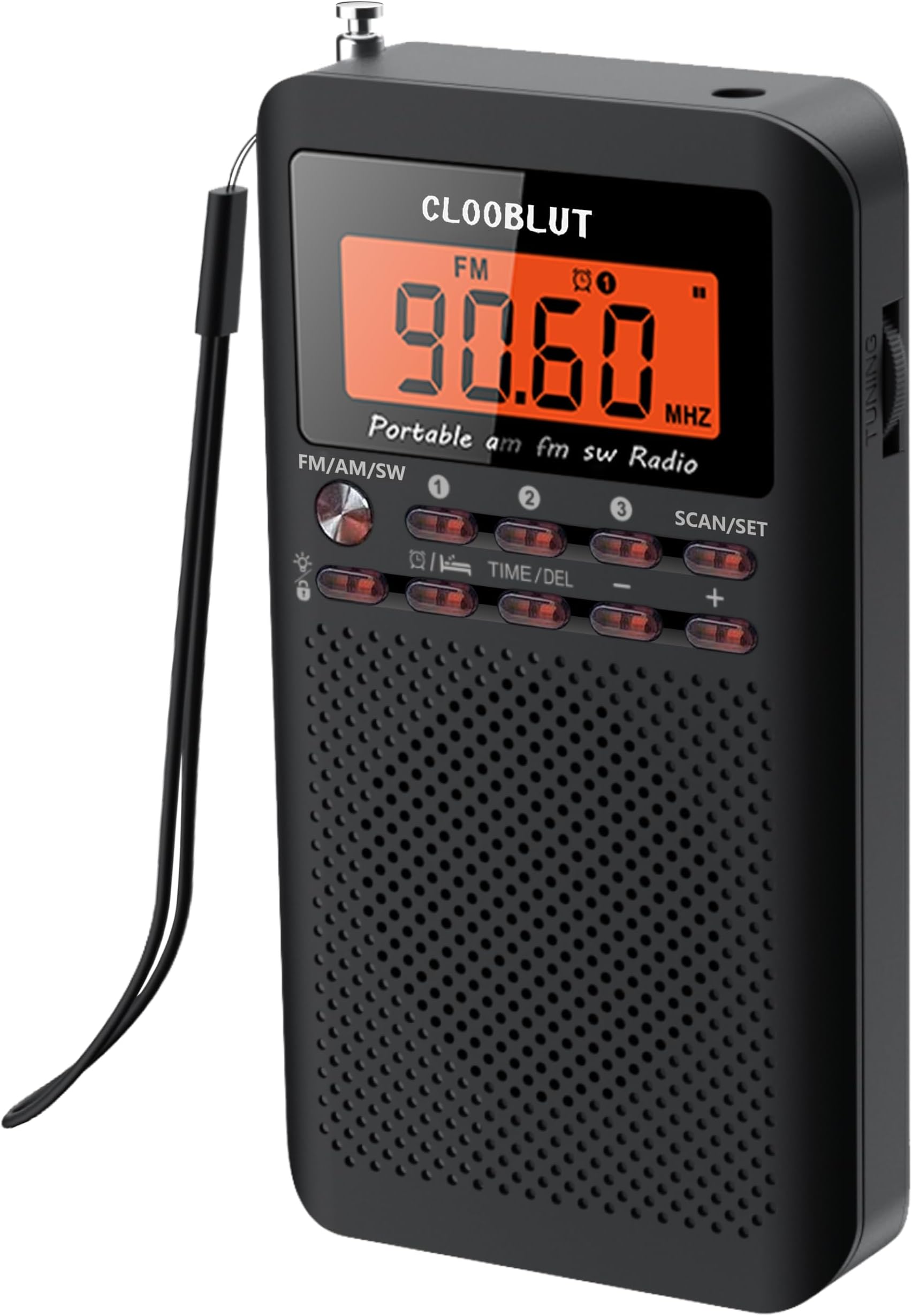 RD218 Portable Radio FM/AM/SW Transistor Battery Operated by 2*AA Batteries with Key Backlight LCD Display Digital Alarm Clock Sleep Timer,Best Reception,Best Sound Quality Pocket