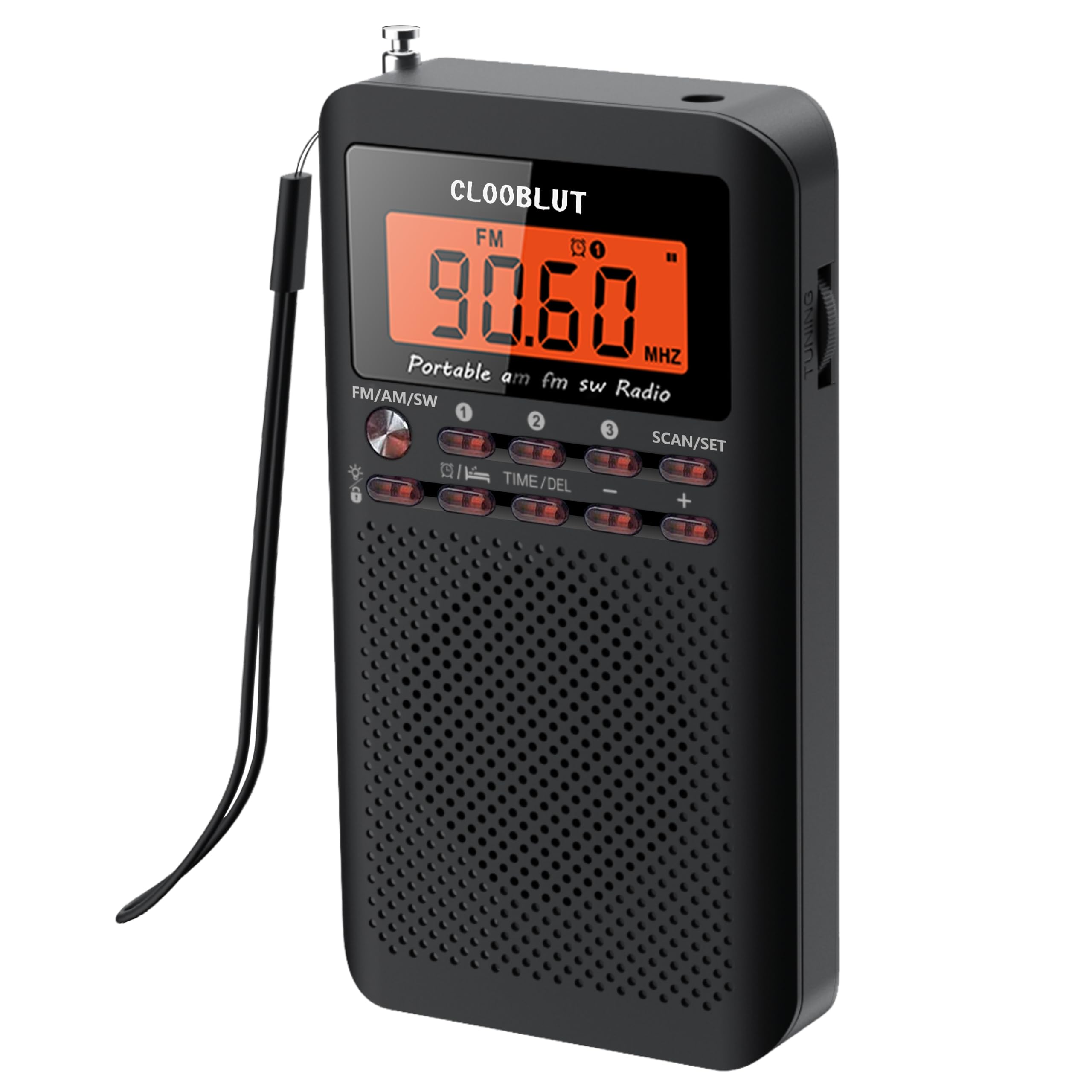 RD218 shortwave Radio FM/AM/SW Band Transistor Powered by AA Batteries with Key Backlight LCD Display Digital Alarm Clock Sleep Timer,Best Reception,Best Sound Quality Mini Radio for Running
