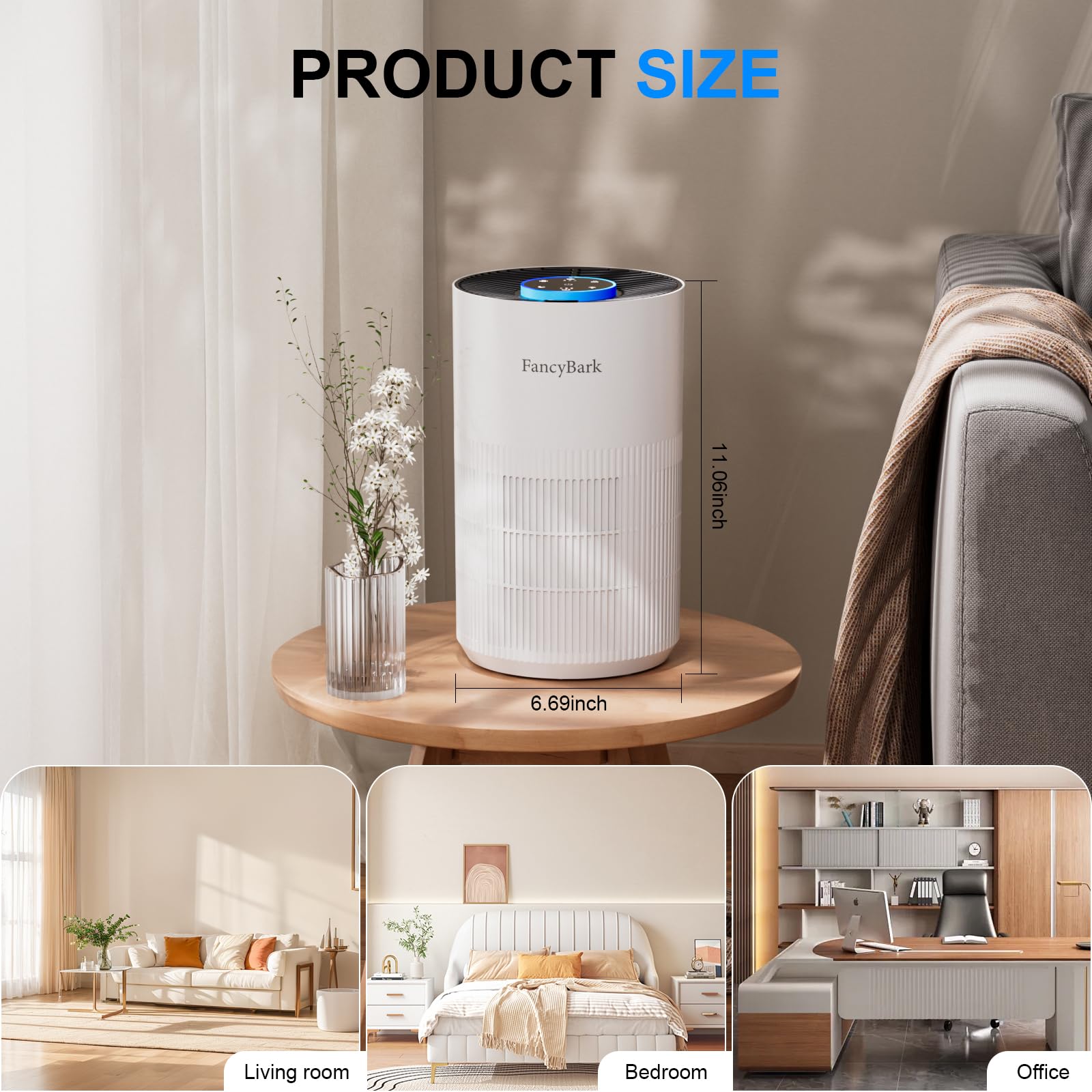 Purificadores de aire para el dormitorio del hogar de hasta 1000 pies cuadrados, purificadores de aire H14 True HEPA para habitación con modo de sueño, modo de luz y función de aroma 5