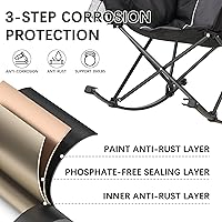 Vista 5 de Oversized Rocking Camping Chair with Headrest & Cup Holder - 400lbs Capacity, 600D Oxford Fabric, Easy Fold Portable Outdoor Rocker Chair for