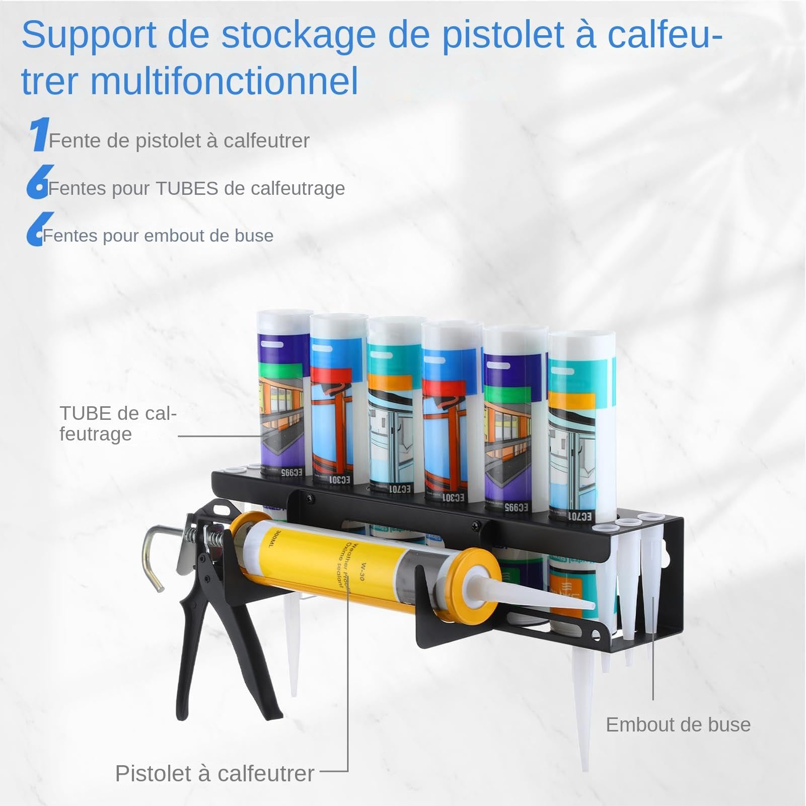 Support Mural Cartouche Silicone, Support Cartouche Silicone Utilitaire, Support De Rangement Pour Tube De Calfeutrage, Organisateur D'outils De Calfeutrage,tube De Rangement, Support Pisto