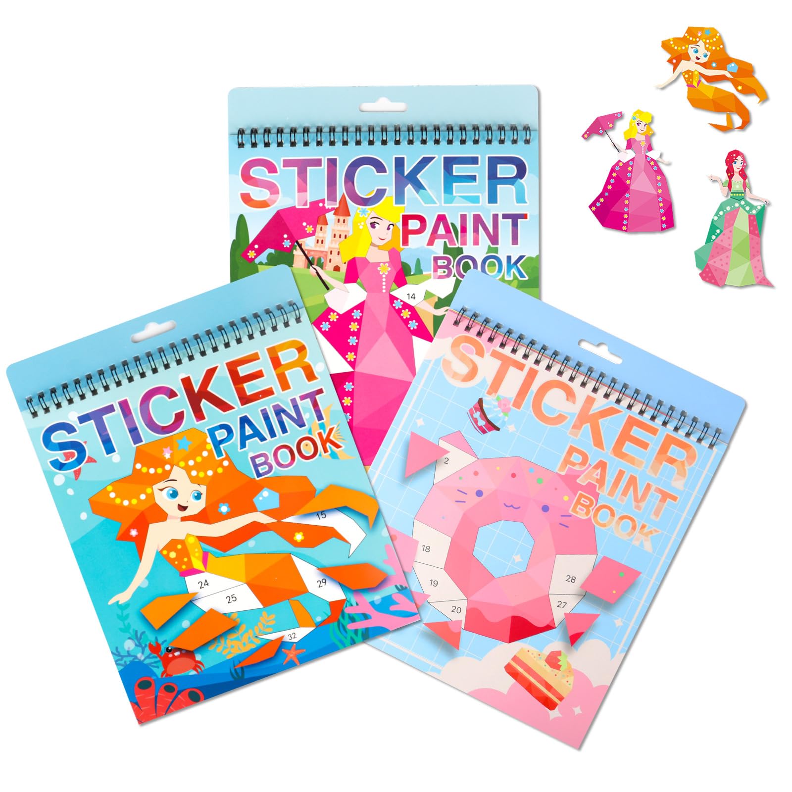 Crafts for Kids Ages 4-8 Stickers Paint Books Mermaid Princess and Desserts Sticker by Number Book for Kids Girls Boys Ages 4 5 6 7 8 9 10 Birthday