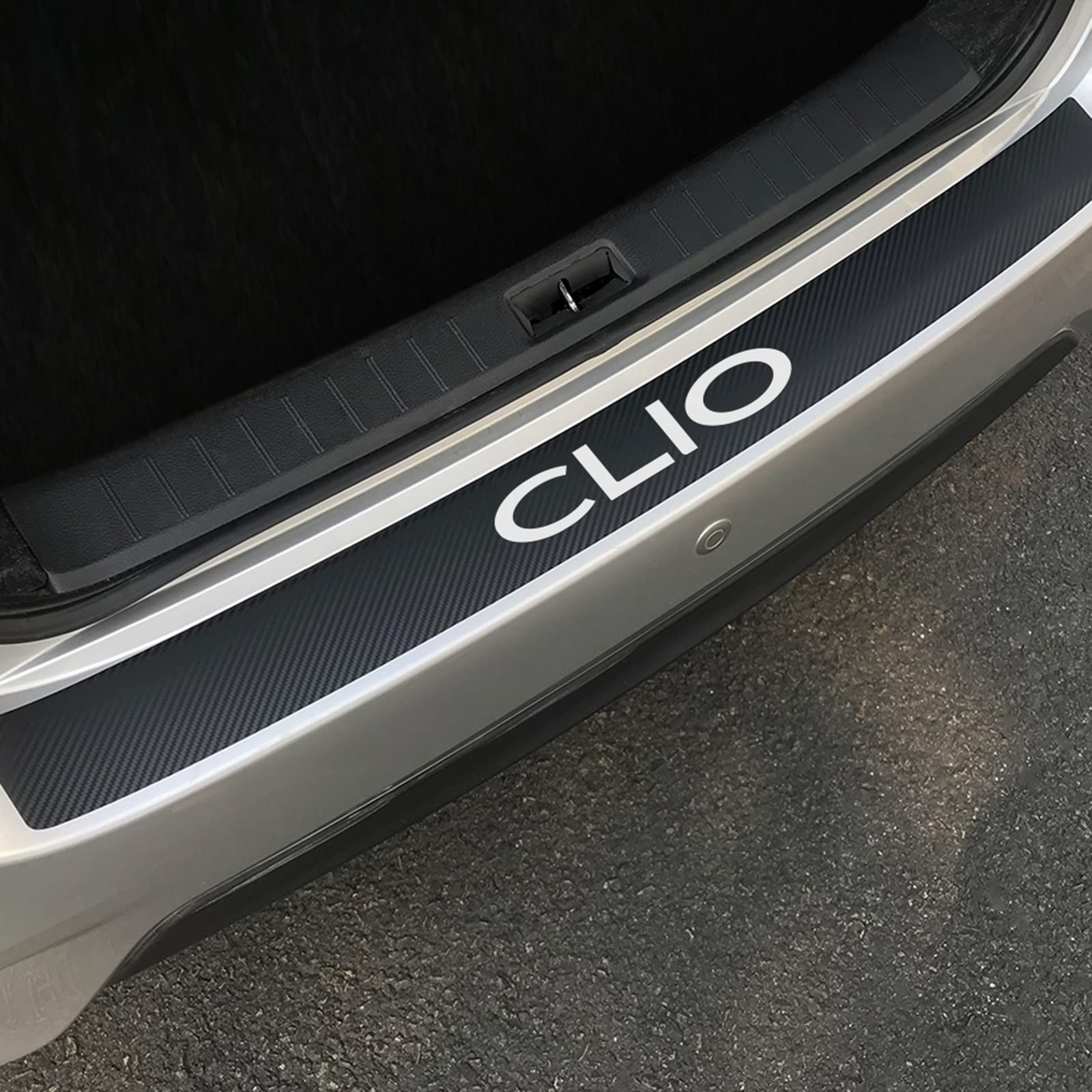 Symilov Black Car Rear Bumper Protector Strip For Ren-Ault Clio, Anti-Scratch Carbon Fiber Trunk Sill Plate Sticker Decoration Styling Accessories,