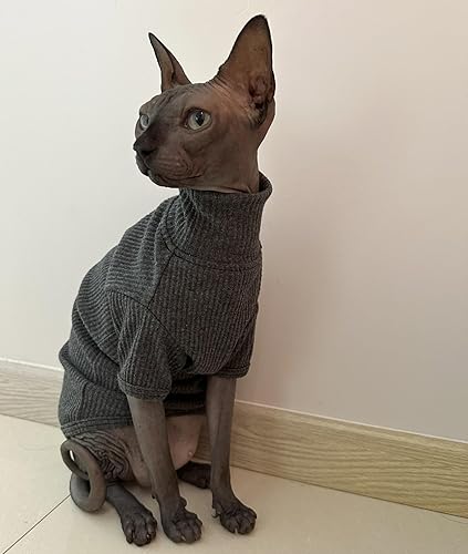 Miniatura 7 de Sphynx - Camisa de algodón de cuello alto para gatos, camisetas de gatito con mangas, pijama para gato, overol para Sphynx Cornish Rex, Devon Rex,