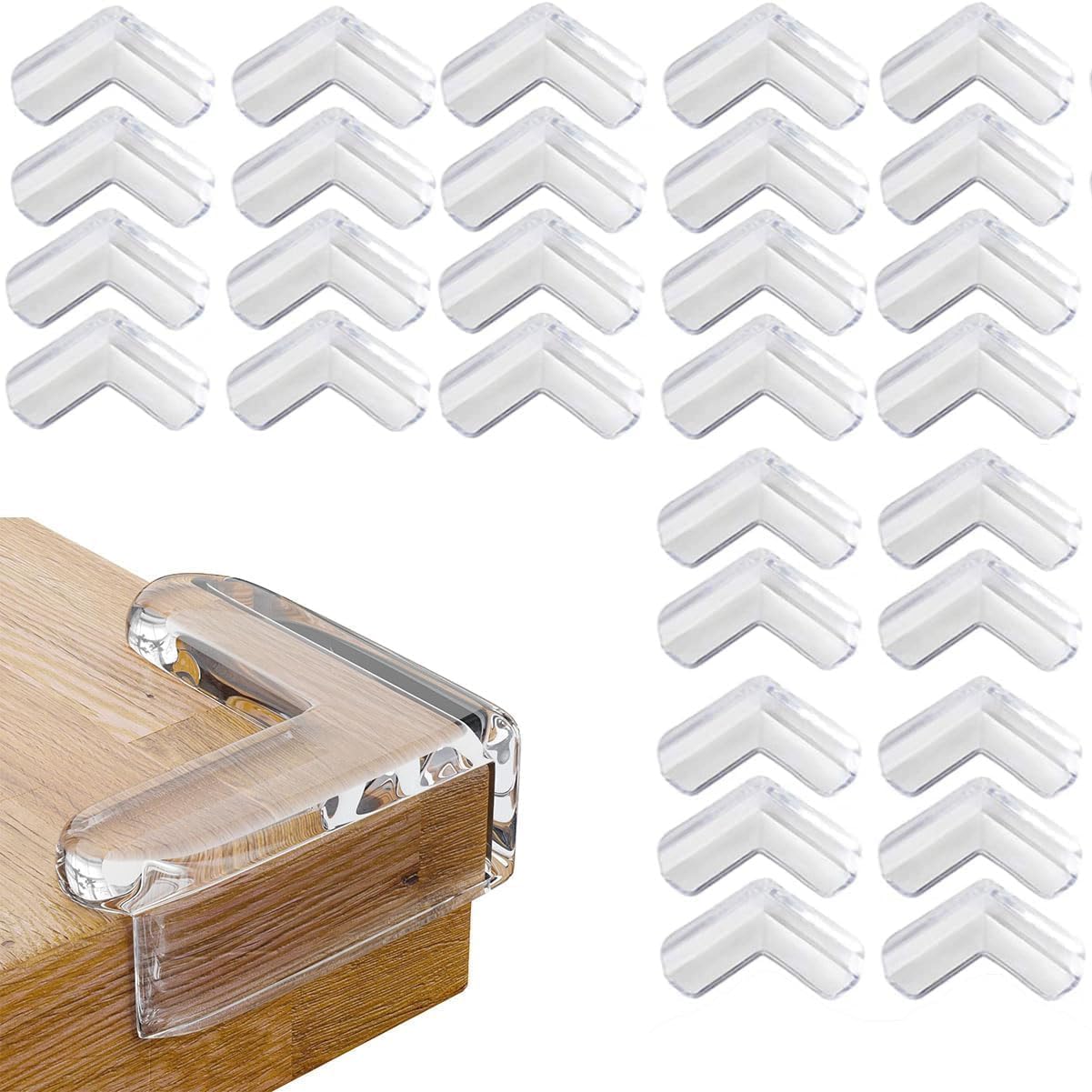 Flosfjylo Transparent 30 Pcs Clear Corner Protectors For Kids, Corner Protectors, Baby Proofing Corners Child Safety Corner Guards With Strong Acrylic Adhesive For Tables, Furniture & Sharp Corners
