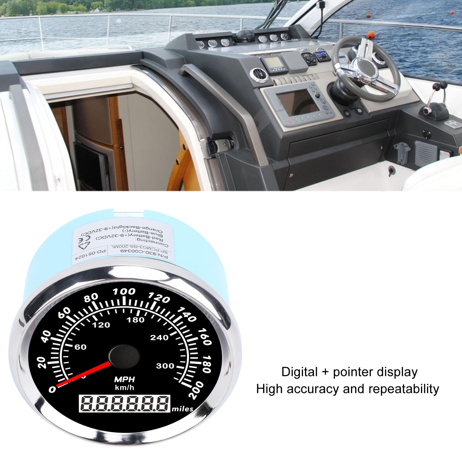 Jiawu Odómetro Digital con Velocímetro GPS de 85 Mm, Medidor de Velocidad con Retroiluminación de 7 Colores a Prueba de Agua de 200 mph para Automóvil, Camión, Barco, Yate, Motocicleta