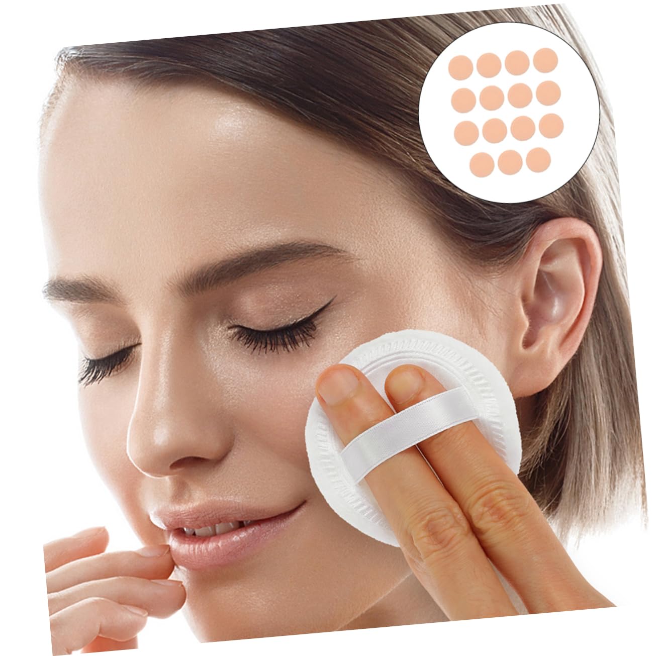 FRCOLOR 15pcs Rounded Makeup Powder Puff Applicators for Foundation Concealer Blusher and Highlighter Soft Velour Cosmetic Tool for Application