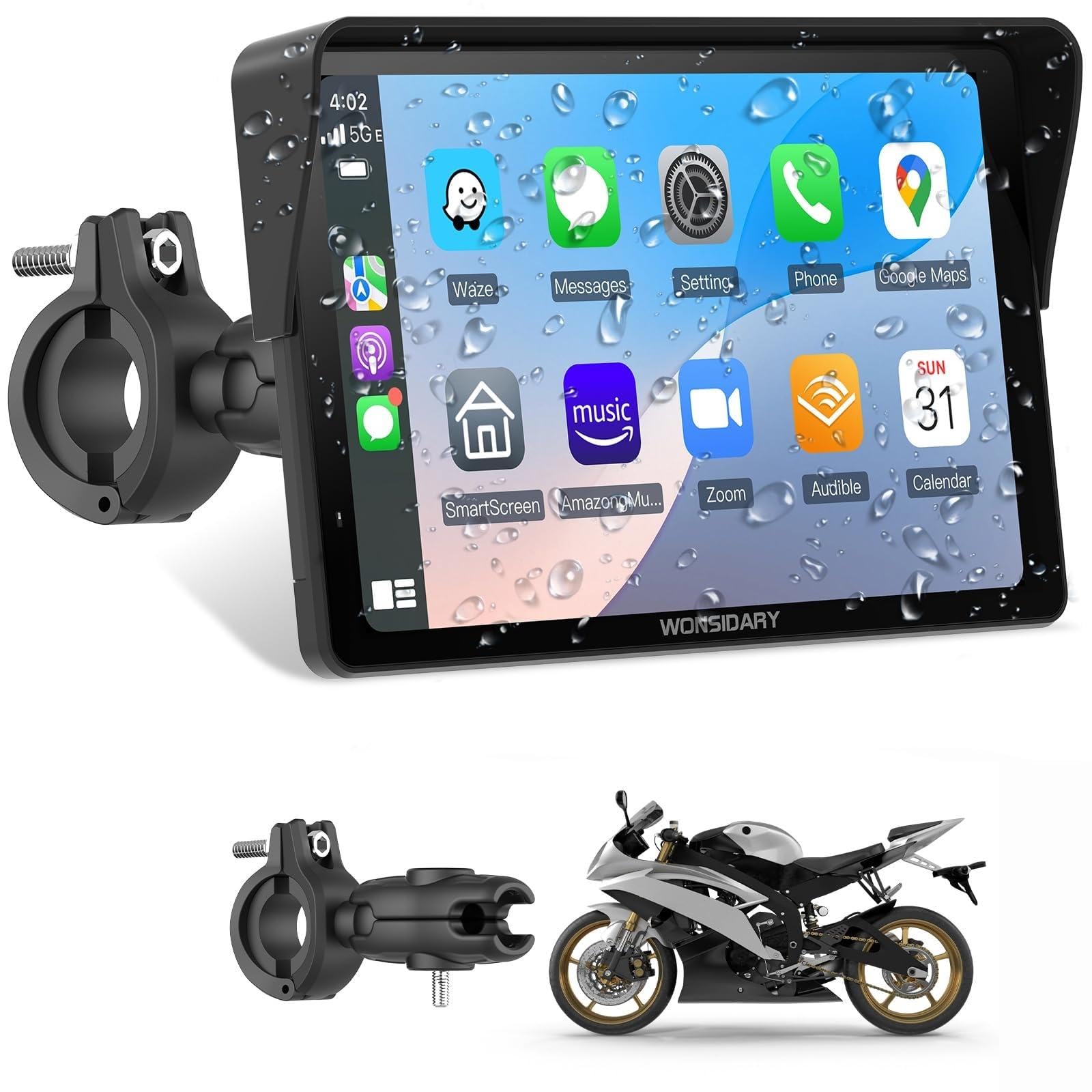 Photo 1 of Wonsidary W722 Motorcycle CarPlay Wireless with Android Auto Screen