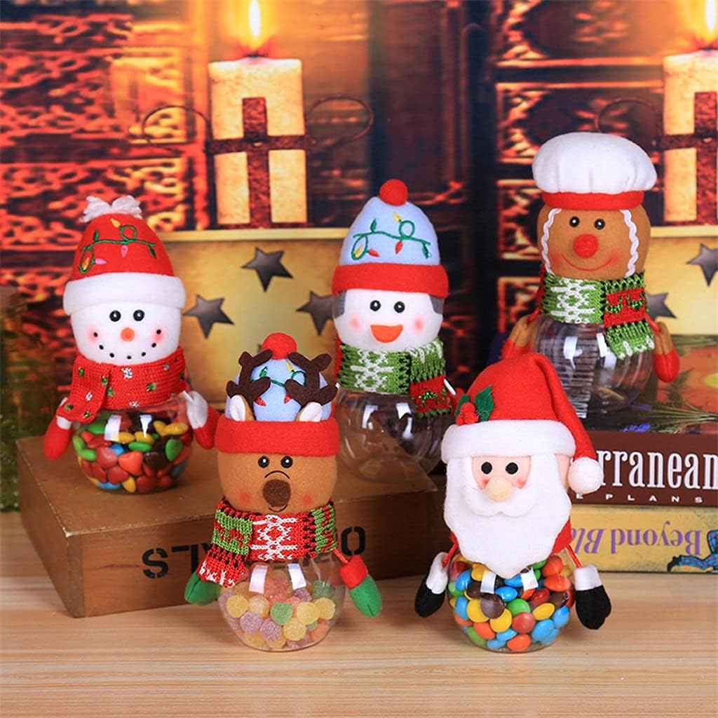 5pcs/ Set Candy Storage Box Xmas Children Small Gifts Household Decoration Supplies Jar Present Bottle (Color : A Size : 6.696.692.76in) (A 6.69 * 6.69 * 2.76in)