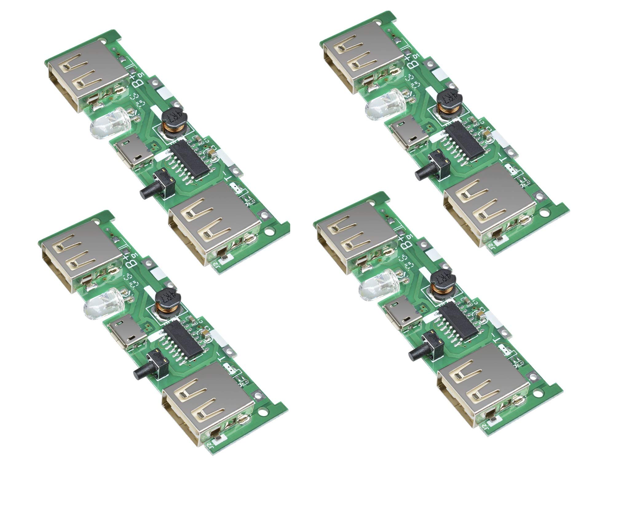 INVENTO 4pcs 5V 1A 2A Double Micro USB Step-Up Power Bank Module Lithium ion Battery Charging Board Boost Converter Usb For DIY Power Bank circuit Charger-picture-3