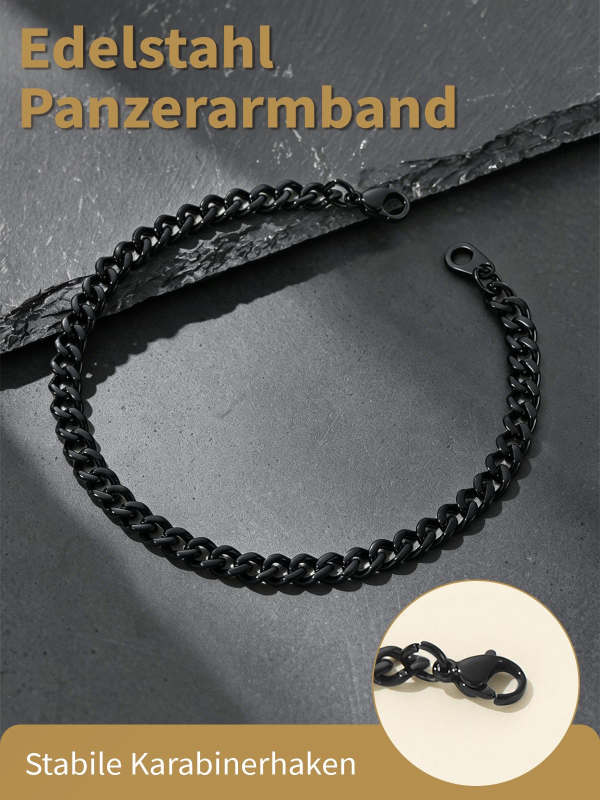 FindChic Panzerarmband Herren Damen Edelstahl Armreif 5mm 7mm 9mm 12mm Armband mit Schmuckbox Hip pop Schmuck für Valentinstag Geburtstag