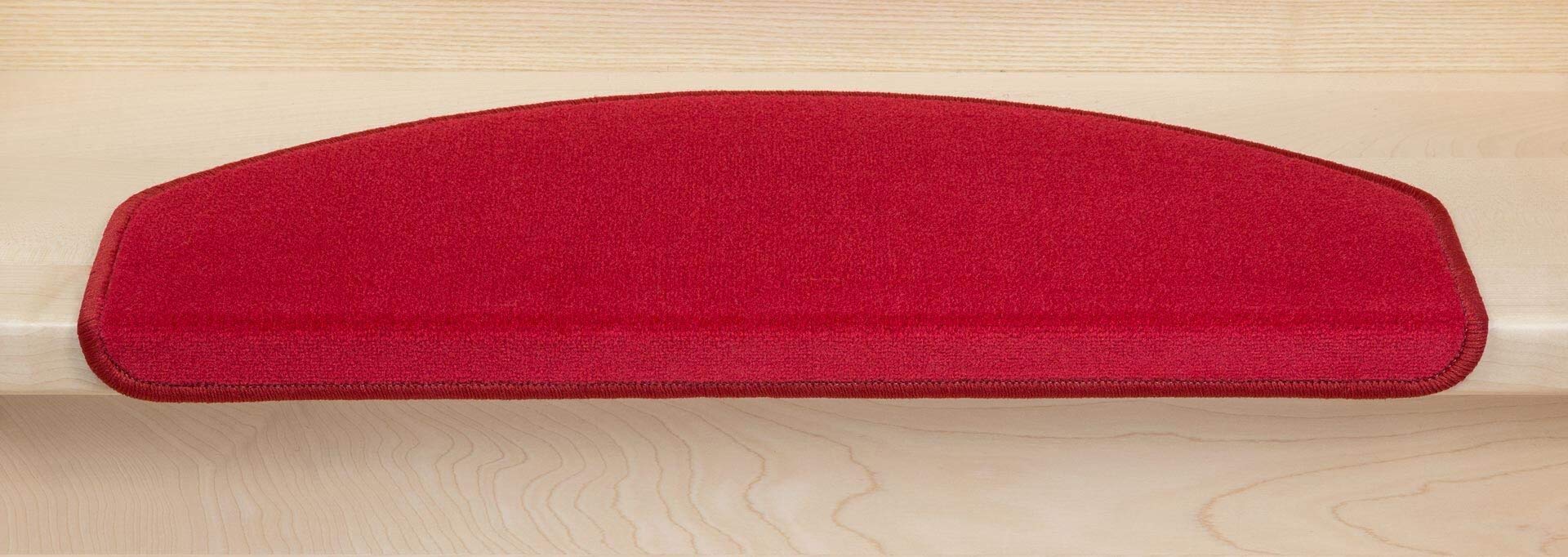 Metzker Stufenmatten Uni Veloursteppich - Sparset Rot 15 Stück Halbrund