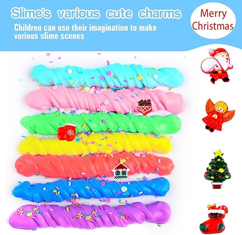 Miniatura 3 de Paquete de 7 limos de mantequilla de Navidad, slime de pastel para recuerdos de fiesta, slime perfumado para premios escolares, intercambio de