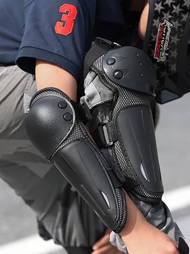 Miniatura 5 de WOSAWE Juego de 4 rodilleras y coderas para motocross para niños, color negro