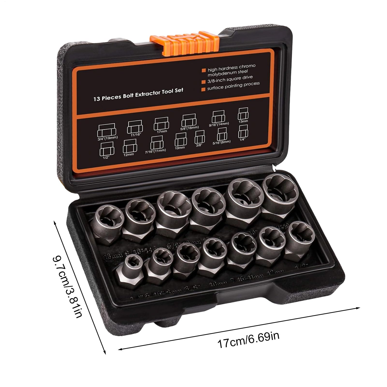 Kit estrattore bulloni – Set di attrezzi in metallo da 7 pollici | Presa Easy Out per dadi spelati | Adattatore 3/8 per riparazioni automobilistiche