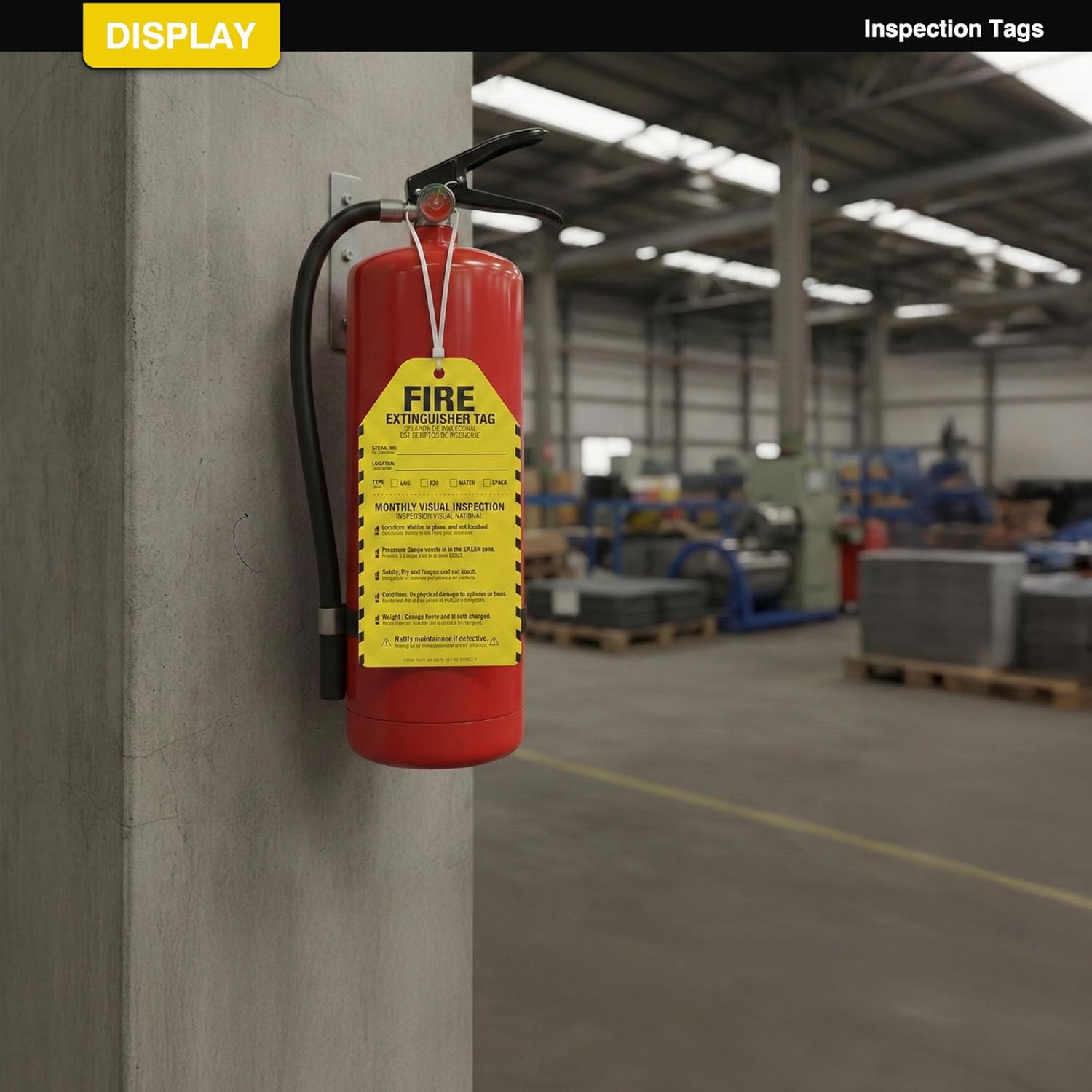 Fire Extinguisher Inspection Tags 25 Pack, 2026-2029 Yearly Monthly Inspection Tag, Waterproof Plastic Fire Extinguisher Date Record Tag, Tear-Resistant & OSHA Compliant