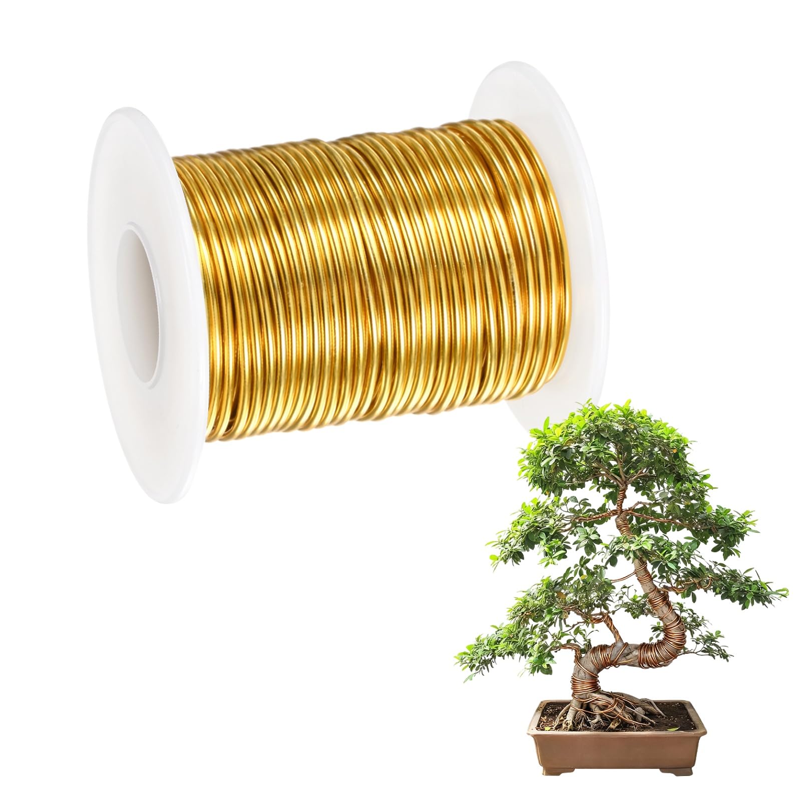 M METERXITY 1-Pack Bonsai Training Wire 1.5mm x 49ft/15m, Yellow