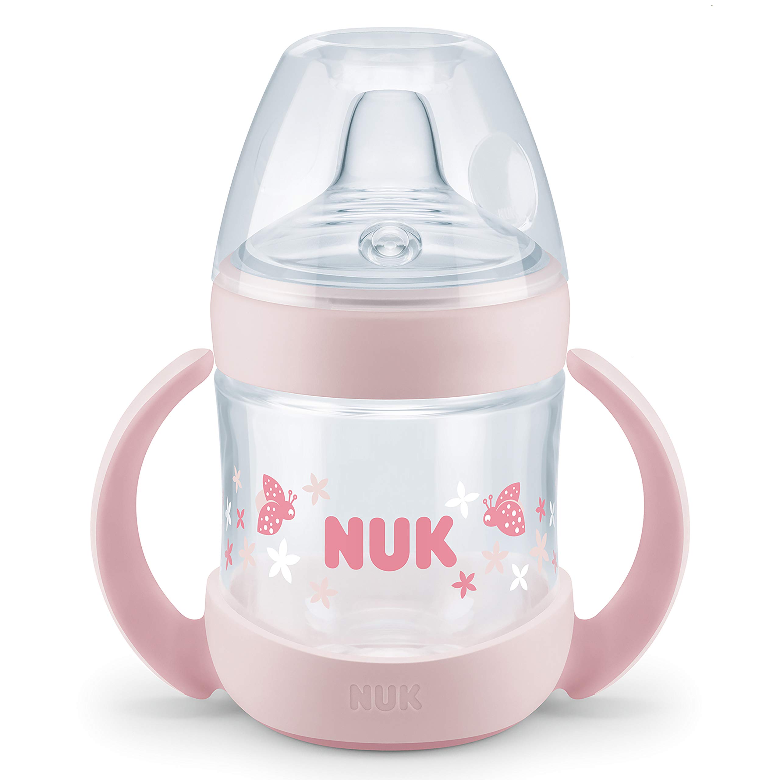 Nuk Nature Sense Trinklernflasche, Auslaufsicher, Extra Breite & Weiche Trinktülle, 6-18 Monate, BPA-frei, 150ml, Rosa