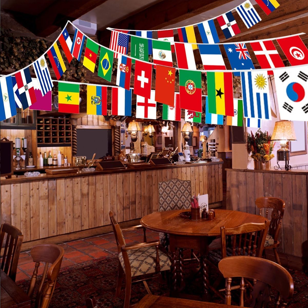 100 Países Banderas del Mundo, 30M Banderines de Países Diferentes de 14 x 21 cm, Guirnalda Banderas del Mundo para Bar, Fiesta, Eventos Internacionales y Celebración Decoraciones