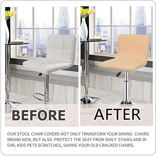 Miniatura 5 de Deisy Dee Fundas elásticas para silla de respaldo bajo y corto, taburete de bar C114 (blanco)