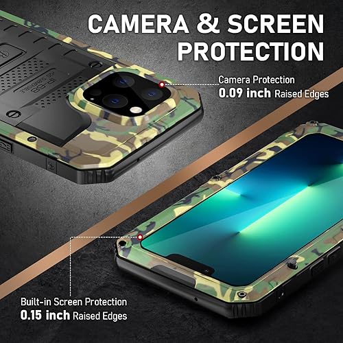 Miniatura 52 de Beasyjoy Funda impermeable para iPhone 13, funda de metal con protector de pantalla integrado, resistente protección de cuerpo completo, grado