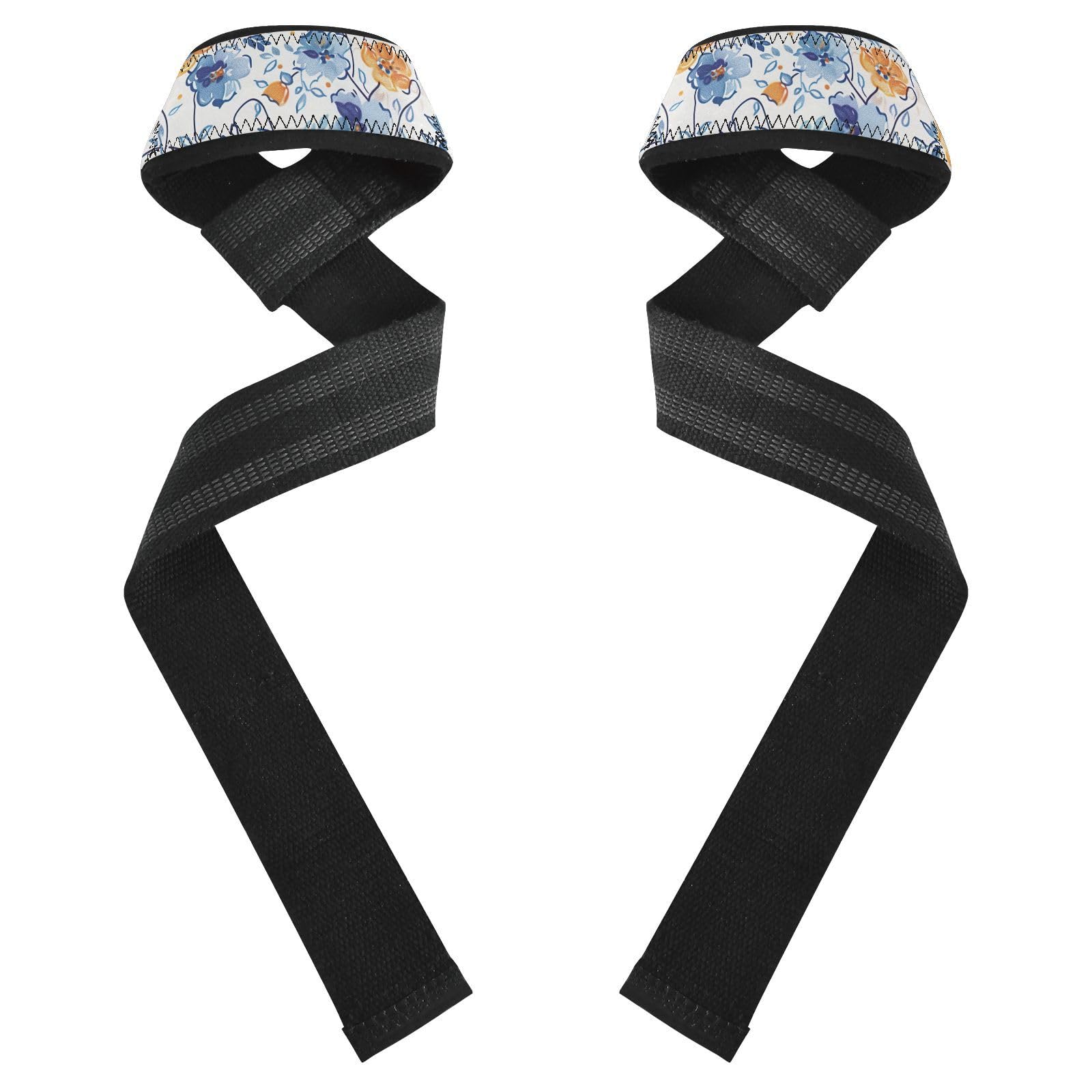 Nander Beautiful Colorful Flowers Wrist Straps for Weightlifting,Lifting Straps with Neoprene Cushioned Wrist Padded and Anti-Skid Silicone for Strength Training,Bodybuilding,Deadlifting