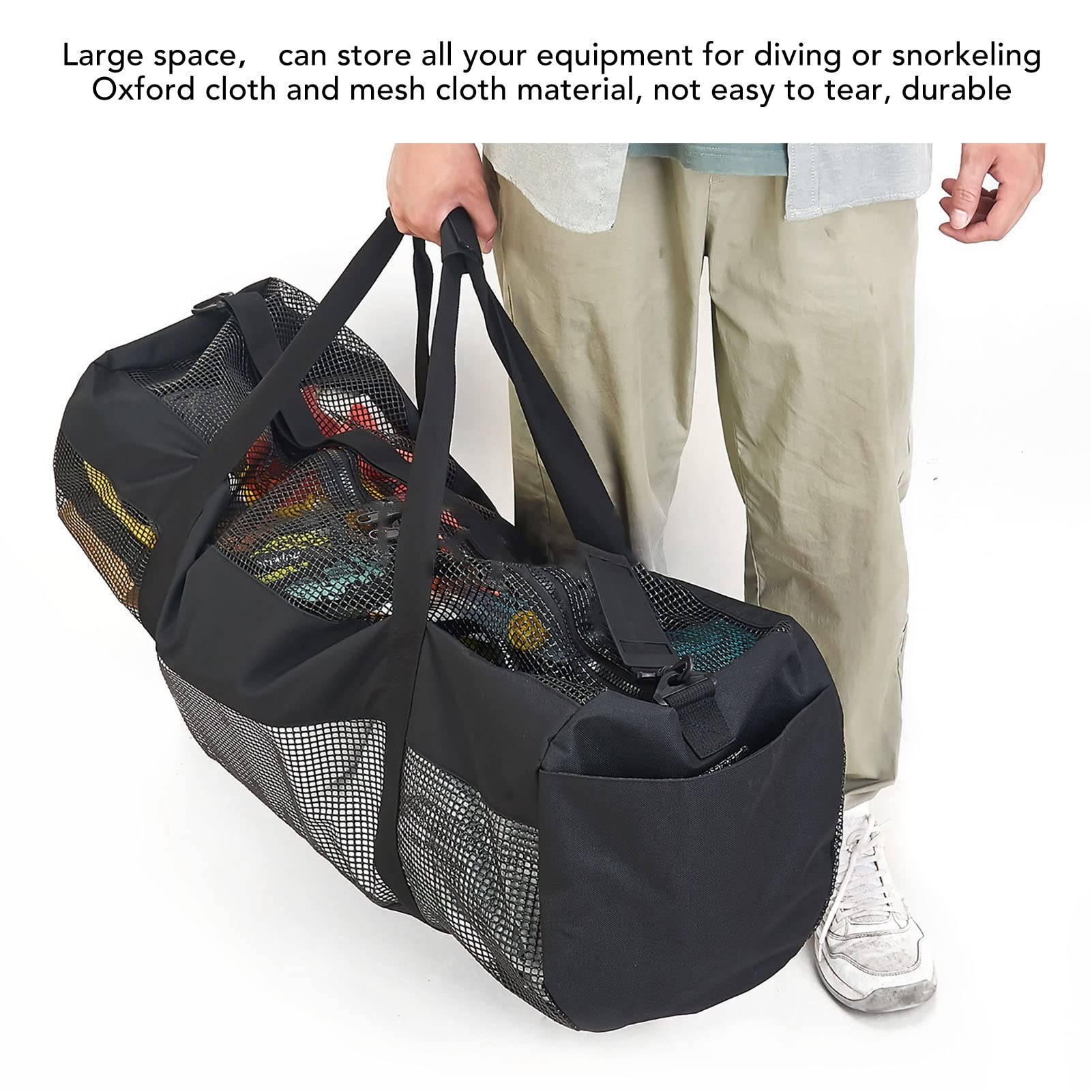 NutriEss Large Capacity Diving Equipment Mesh Storage Bag Breathable with Handle for Travel and Snorkeling Usage Scenarios