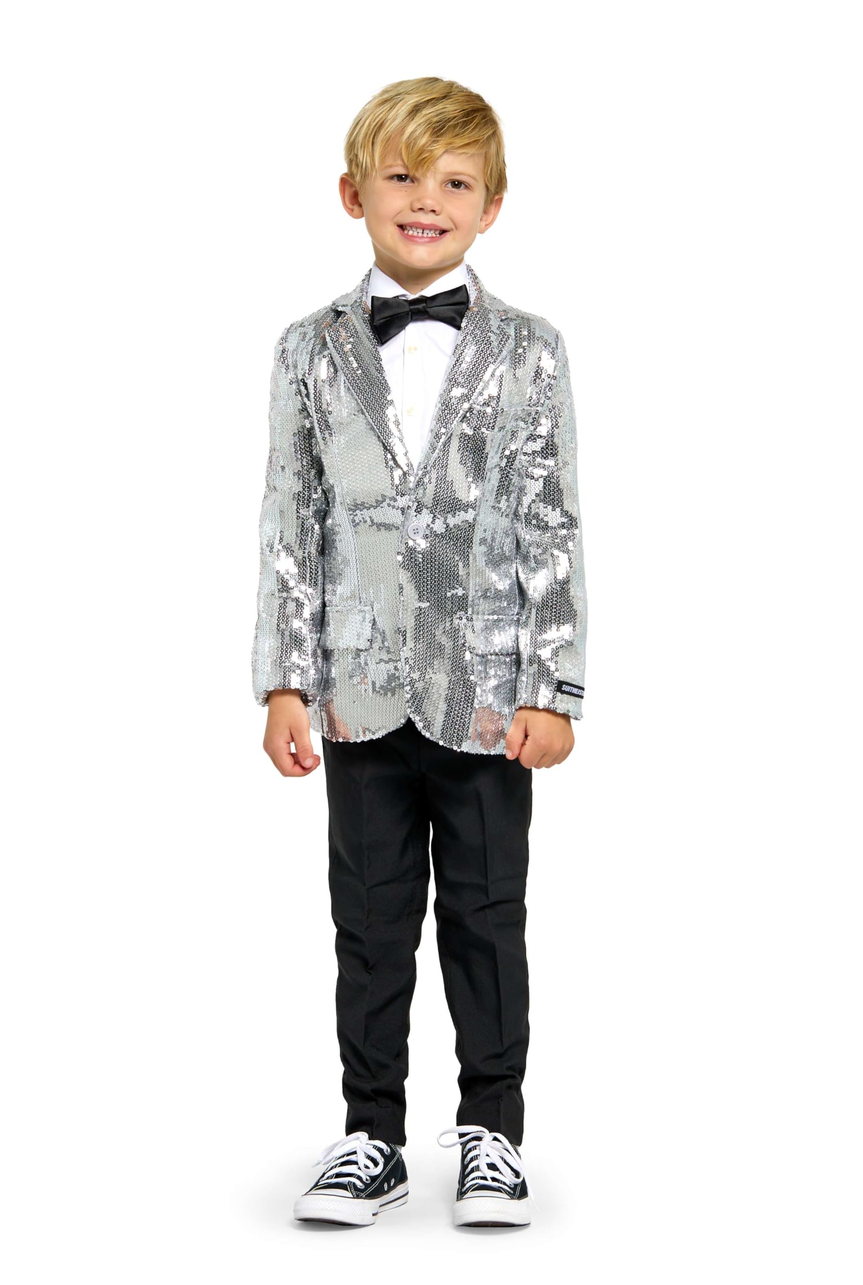 Suitmeister Blazer de lentejuelas para niños chaqueta de fiesta brillante ajuste delgado