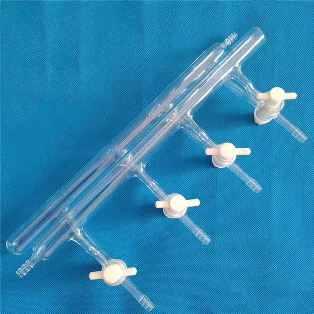 Lab Glass Double Manifold Vacuum Gas Distributor for Double Row Vacuum Gas Distributor Glass Manifold Solid Polytetrafluoroethylene Cock