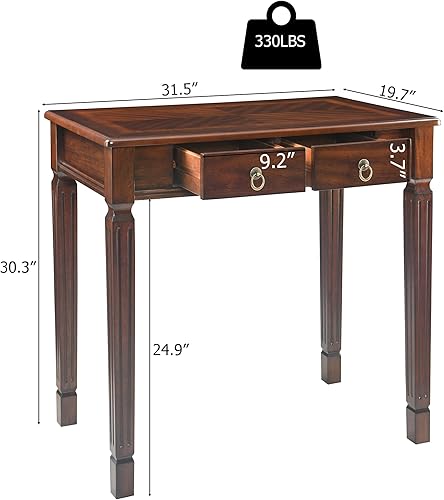 Miniatura 2 de Escritorio pequeño para computadora con 2 cajones de almacenamiento, escritorios de oficina en casa de 31.5 pulgadas, elegantes escritorios de