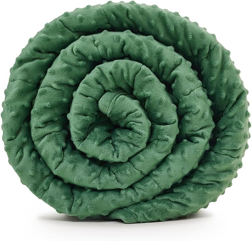 TONGDADA Minky Weighted Blanket | 40''x60'',10lbs | Cozy and Soft Minky Weighted Throw Blanket | Luxury Velvet with Premium Glass Beads | Dark Green Minky