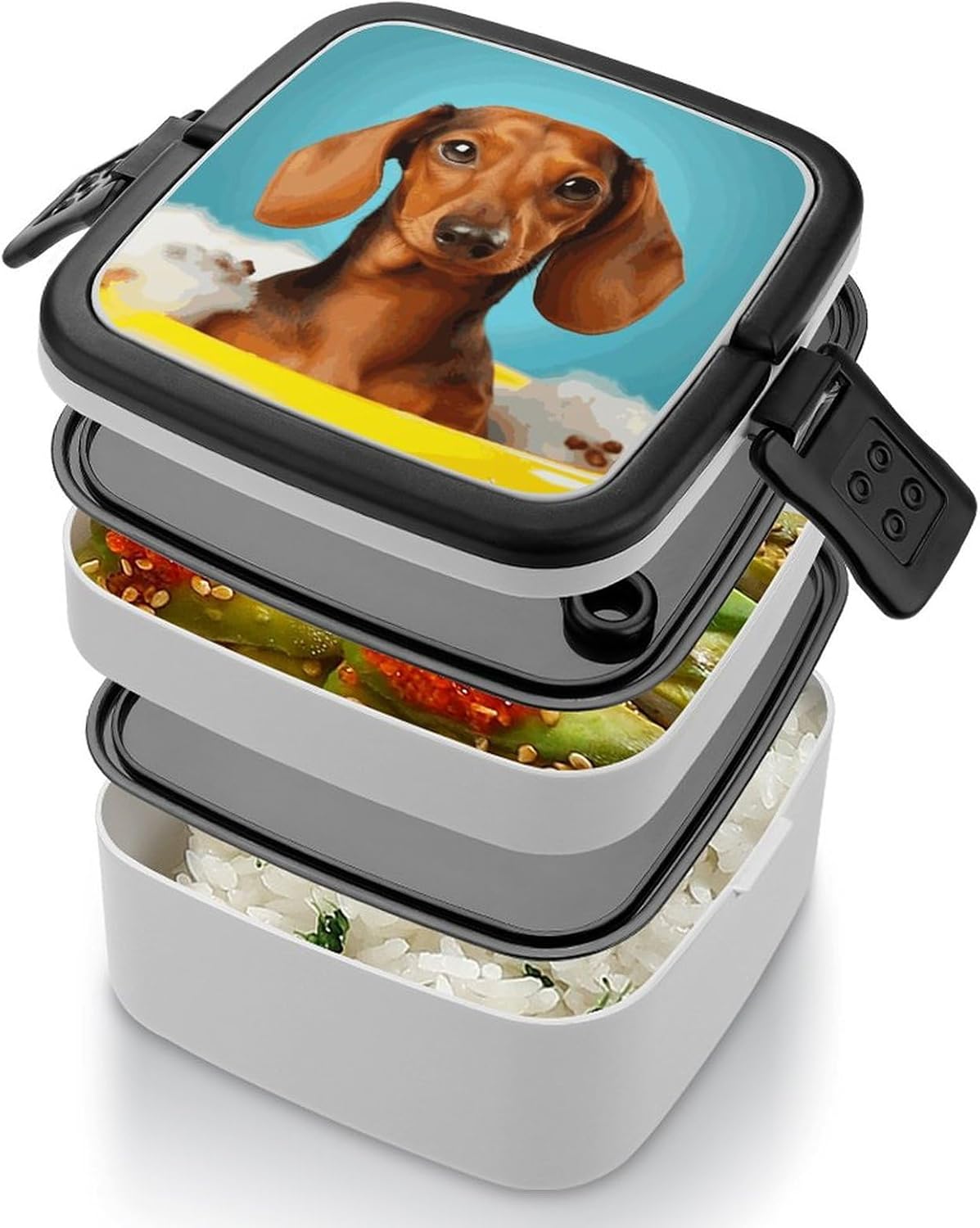 Adults Lunch Box Adult Bento Box Stackable Bento Box BPA-Free Dachshund Dog Lunch Box Food Container Ideal for Meal Prep, Work, And On The Go