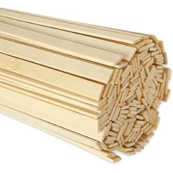 Panel Palilleria AHUNTTER 300 palitos de madera natural para manualidades, tiras de bambú fuertes, palos planos extra largos para manualidades y fabricación de linternas de estrella, 40 cm de largox0.9 cm de ancho