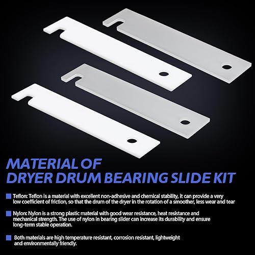 Miniatura 3 de WE3M51 WE3M52 Secadora de ropa Nylon y Teflon Drum Bearing Slide Kit de reemplazo para piezas de secadora GE Kit de rodamientos delanteros, 4