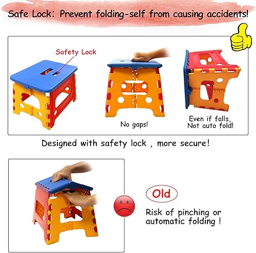 Miniatura 2 de Taburete plegable para niños pequeños lavabo de baño  Bloqueo de seguridad a estable (1 paquete  rojo + azul)