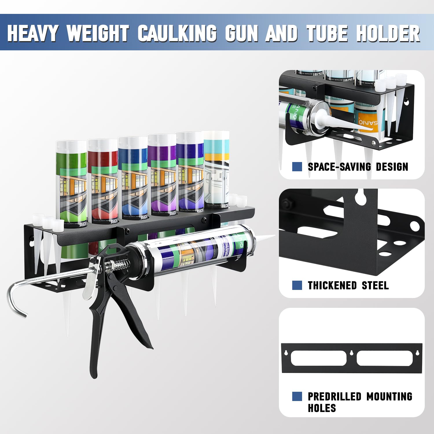 Caulk Tube Display Rack Racks For Storage Caulking Tube & Gun Holder - Wall Mount Storage Rack ...