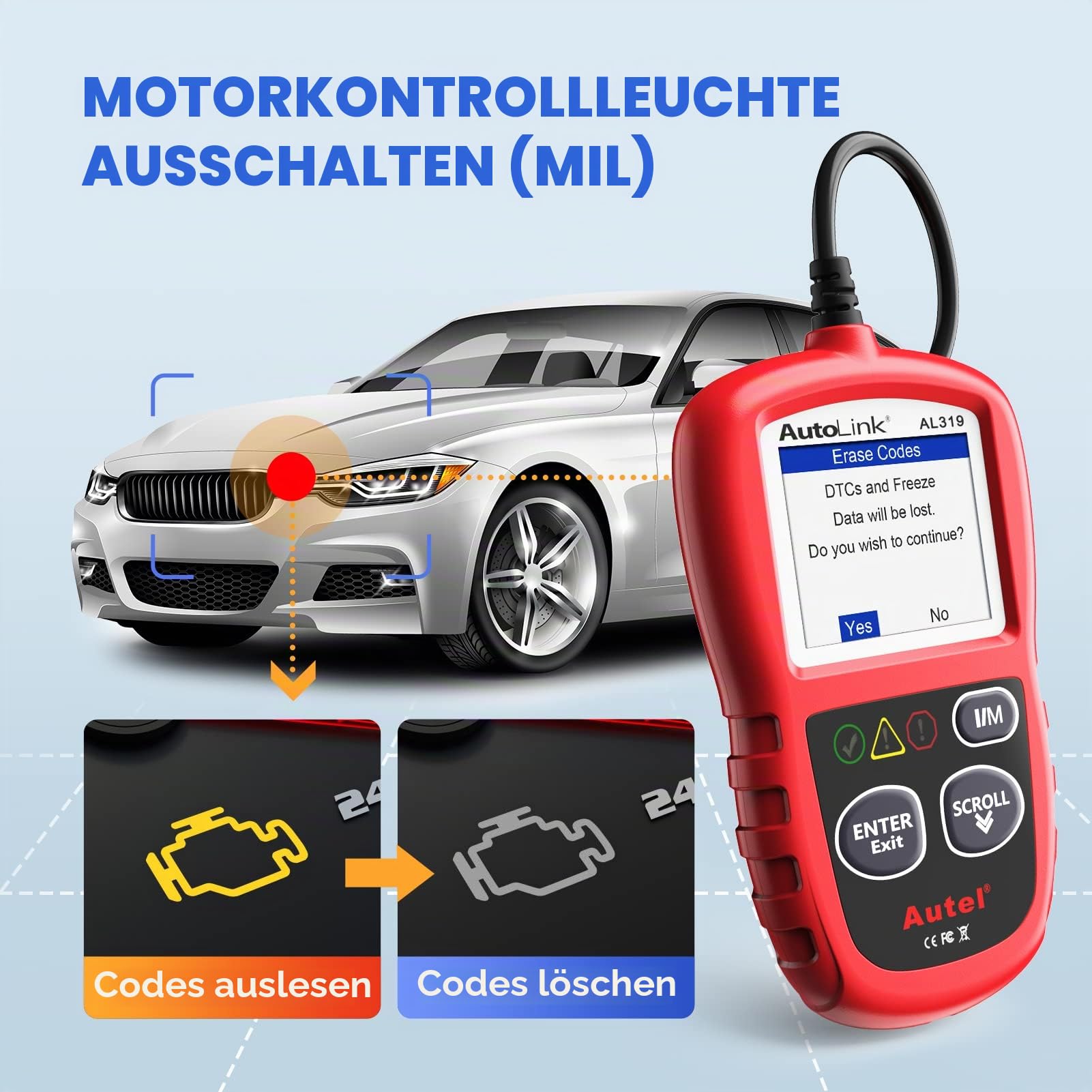 Autel AL319 OBD2 Diagnosegerät Fehlercode Lesen und Löschen
